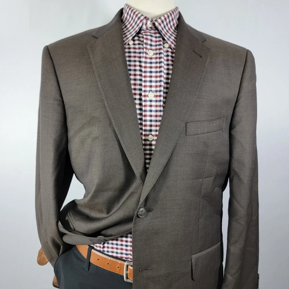 JOS A BANK Chester Men's Sport Coat Blazer Two Button Brown Herringbone Wool 43R